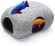 Aquarium Hideaway Rocks for Aquatic Pets to Breed, Play and Rest, Safe and Non-Toxic Ceramic Fish Tank Ornaments, Small Decor Rocks for Betta (3.7"X2.7"X2"(2 Pcs))