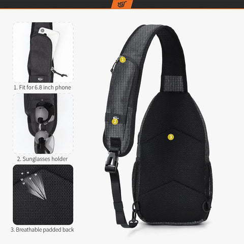 Sling Bag Crossbody Backpack - Chest Shoulder Cross Body Bag Travel Hiking Casual Daypack for Women Men