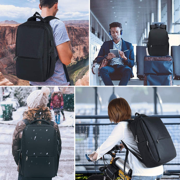 Laptop Backpack, Business Travel Backpack with USB Charging Port, Water Resistant Laptop Rucksack, Anti-Theft Backpack for Men Women, Fits 15.6-Inch Laptop School Bag