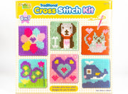 Kids 6-In-1 Cross Stitch Kit | 6 Assorted Embroidery Boards with 36 Coloured Threads Included | Kids Embroidery Kit