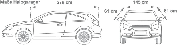 70339 Half Car Cover "New Generation", Weatherproof, Size M, Polyester Blue, for VW Golf and Similar Models