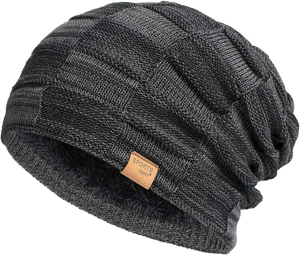 Slouchy Beanie for Men Winter Hats for Guys Cool Beanies Mens Lined Knit Warm Thick Skully Stocking Binie Hat