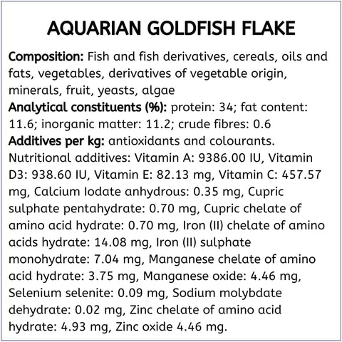 Complete Nutrition, Aquarium Goldfish Food, Flakes Also Suitable for Small Pond Fish, 200 G Container