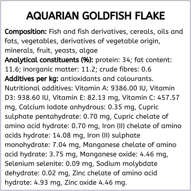 Complete Nutrition, Aquarium Goldfish Food, Flakes Also Suitable for Small Pond Fish, 200 G Container