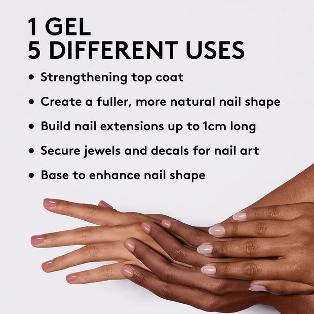 5 in 1 Builder Base Strengthening Gel 15Ml, UV/LED Nail Polish Coat for Hard Strong Nails Tips & Extensions, for Nail Art Decoration, Decals & Jewels, Professional Manicure Repair (Light Pink)