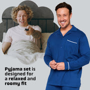 Mens Pyjamas Set - Classic Button down Nightwear Long Sleeve & Bottoms Pjs Cosy Cotton Lounge Wear M-3XL - Sleepwear Gifts for Him