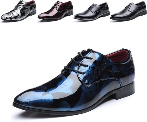 Derby Shoes for Men Business Oxford Shoes Brogue Patent Leather Mens Dress Shoes Lace-Ups Monk Formal Slip-On UK 4-UK13