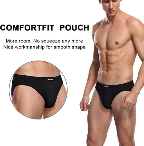 Men'S Modal Briefs Underwear Soft Microfibre Underpants No Front Silky Touch Slips Covered Waistband Multipack