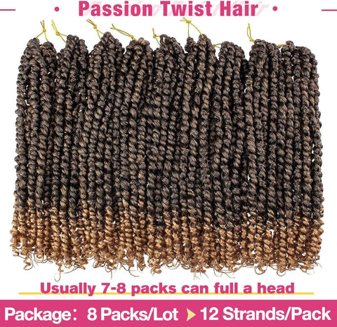 Passion Twist Hair 10 Inch Pre Twisted Passion Twist Crochet Braids Ombre Blonde Short Pre Looped Crochet Hair 8 Packs T1B/27