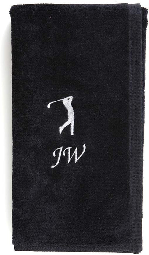 Personalised Golf Towel Black - Any Name Golf Towel Embroidered