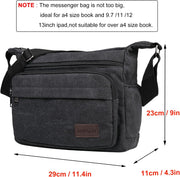 Waterproof Messenger Shoulder Bag,Multi Pockets Canvas Crossbody Bag for Men,Casual Lightweight Satchel Bag for Outdoor Fishing Camping Hiking Travel Working Daily Use (M)