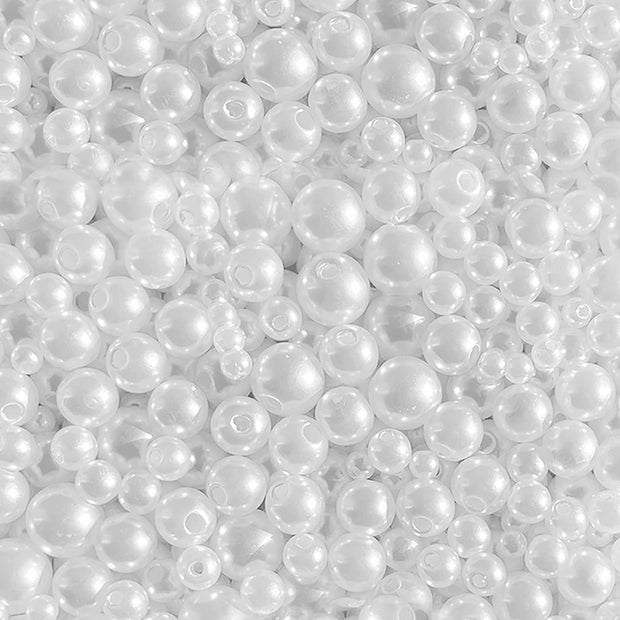 1500Pcs Pearl Beads for Jewelry Making, 4Mm 6Mm 8Mm 10Mm round Loose Pearls Beads with Hole, Bracelet Pearls for Crafts, White Pearls for Jewelry Making