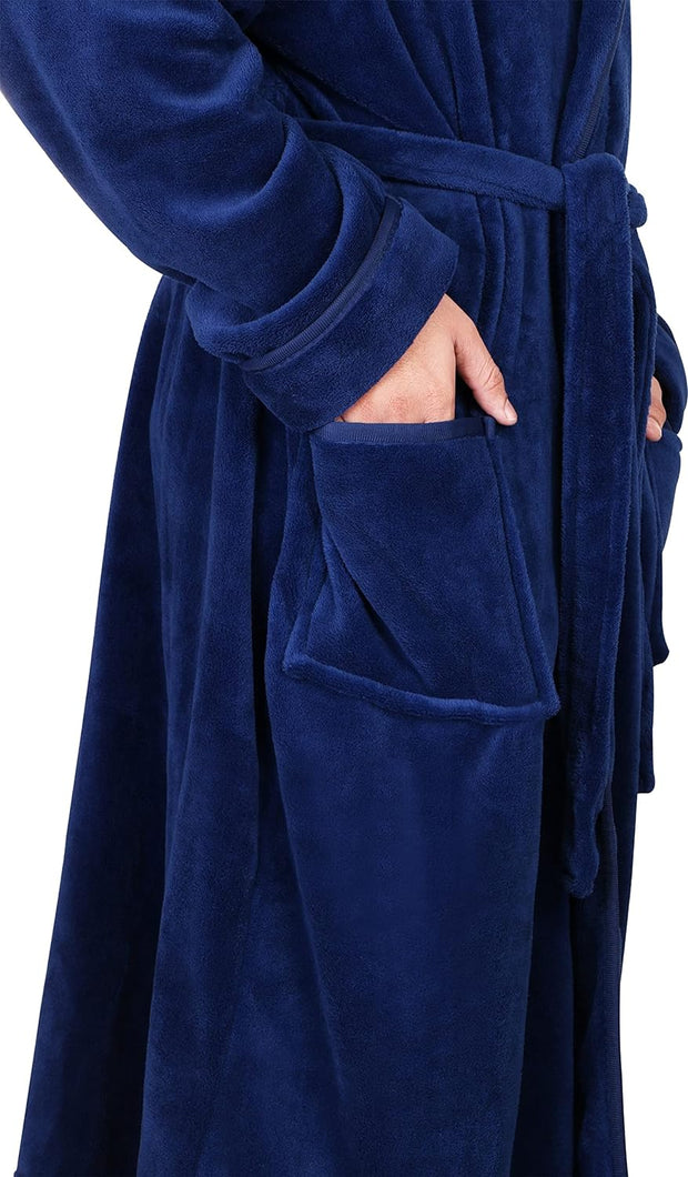 Luxury Men’S Hooded Dressing Gown | Super Soft Men’S Fleece Robe | Cozy Hooded Plush Loungewear