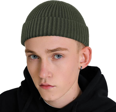 Beanie Hat Men - Fisherman Beanie Trawler Beanie Knitted Cuffed Winter Hat Skullcap Gifts for Men UK