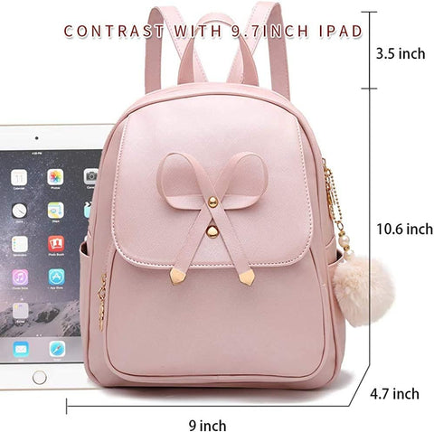 Girls Bowknot Mini Backpacks PU Leather Women Fashion Backpack Shoulder Bags for Ladies Small Rucksack Teenagers