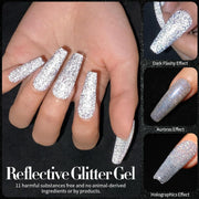 Reflective Glitter Gel Polish Holographics Reflective Gel Nail Polish Sparkly Shiny Disco DJ LED Gel Gift Set for Women