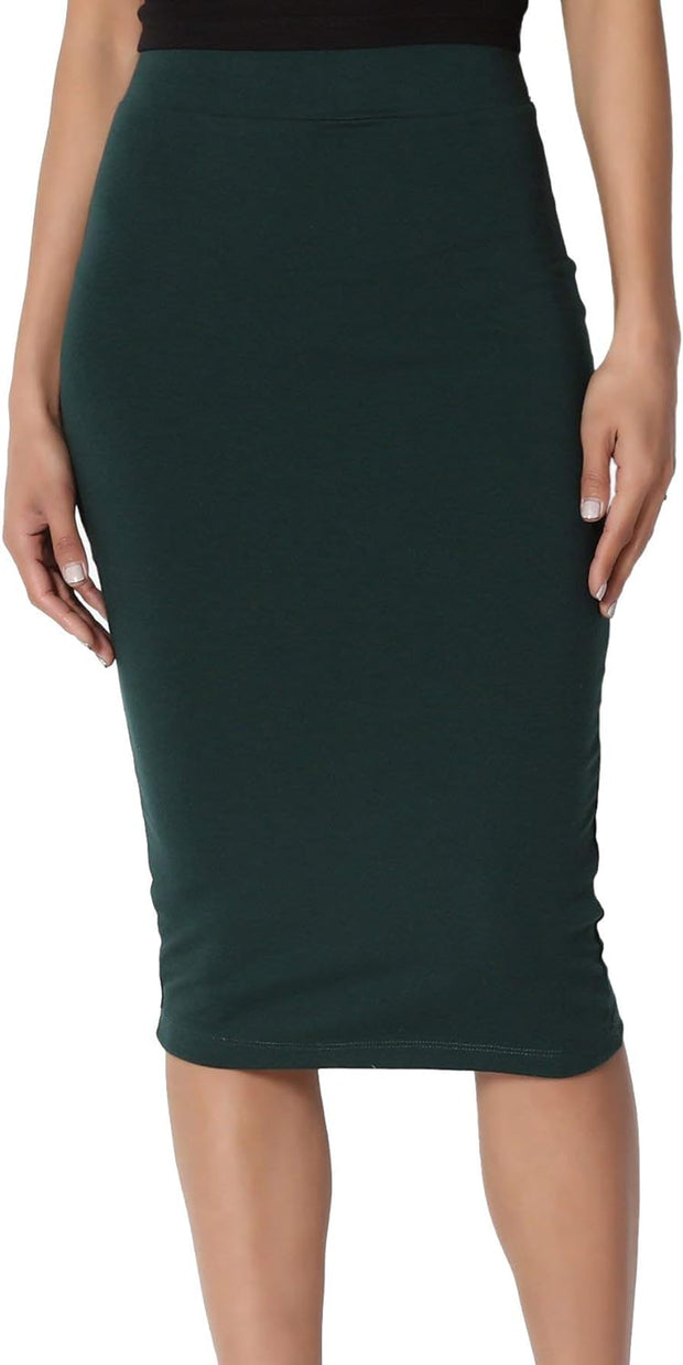 Plain Pencil Skirt with Separate Elasticated Waist Women'S Midi Length Skirt Approx 25 Inches Knee Length Ladies Skirt Multiple Colours plus Size Curve UK 8-22