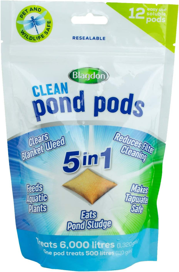 Clean Pond Pods, Clears Blanket Weed, Reduces Filter Cleaning, Feeds Aquatic Plants, Eats Pond Sludge, Removes Chlorine, Makes Tap Water Safe, Pet & Wildlife Safe (Pack of 6 Pods)