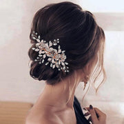 Wedding Hair Clips Fashion Elegant Ladies Rhinestone Rose Gold Hair Pins Ladies Pearl Hair Accessories Clip Wedding Bridal Headpiece Weeding Accessories