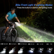 Bike Lights Set, Rechargeable Super Bright Bicycle Lights, Runtime 8+ Hours, 6 Lighting Modes, Waterproof Bike Front Head Light and Back Tail Rear Light Reflectors for All Bike,Mountain