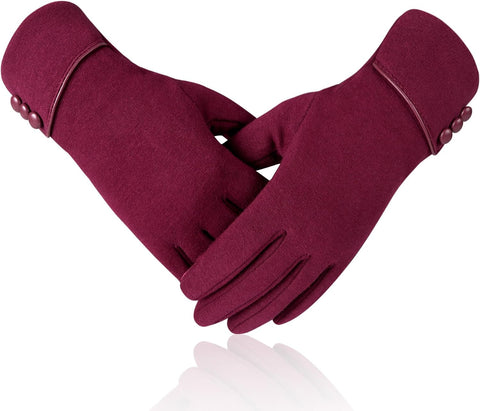 Women'S Touch Screen Gloves - Winter Warm Gloves Ladies Thermal Touchscreen Full Finger Mittens Windproof Lined Thick Warmer Gloves for Women Girls Phone Driving Gifts UK