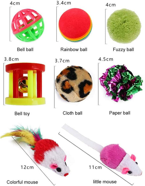 21Pcs  Kitten Toys Interactive Cat Feather Wand Ball Spring Mice Toy for Indoor Cats