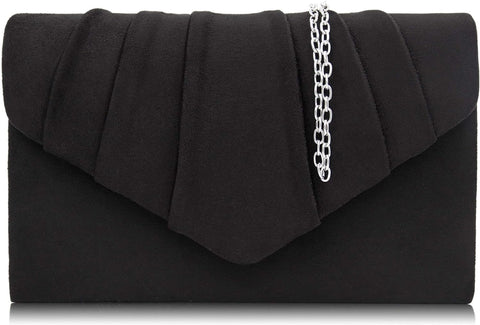 Women Clutch Bag Suede Pleated Envelope Bag Stylish Evening Bag