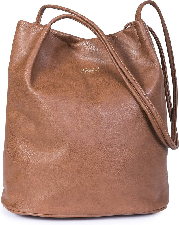 Women'S Fashion Designer Medium Size Plain Soft Vegan Leather Hobo Bucket Tote Shoulder Bag - Delilah