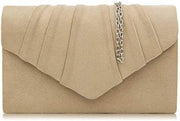 Women Clutch Bag Suede Pleated Envelope Bag Stylish Evening Bag