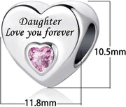 Jewelry Women Girls Love You Forever Heart Birthday Bead Charms for Mum Sister Grandma Daughter Auntie Wife Dad