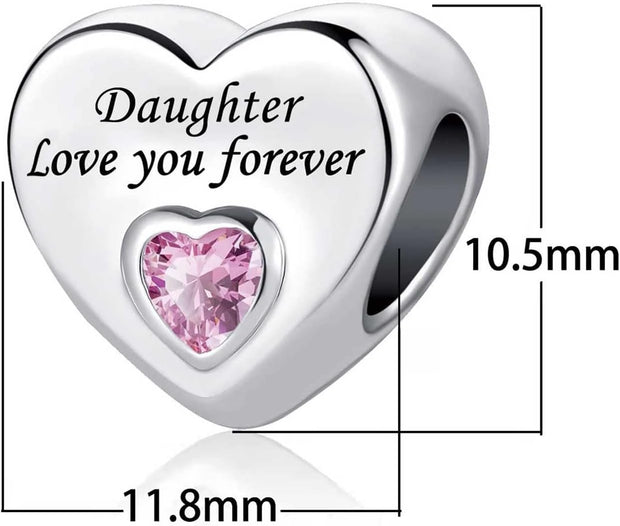 Jewelry Women Girls Love You Forever Heart Birthday Bead Charms for Mum Sister Grandma Daughter Auntie Wife Dad