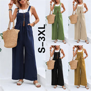 Dungarees for Women Uk Wide Leg Jumpsuit with Pocket Loose Fit Playsuits Summer Boho Romper Sleeveless Strappy Overalls