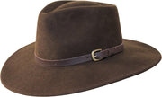 Premium Lewis - Wide Brim Fedora Hat - 100% Wool Felt - Water Resistant - Leather Band