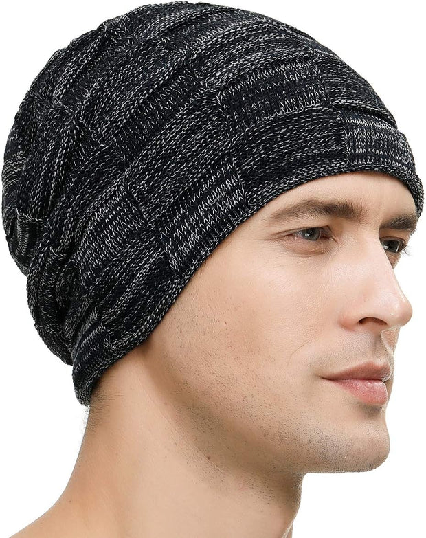 Slouchy Beanie for Men Winter Hats for Guys Cool Beanies Mens Lined Knit Warm Thick Skully Stocking Binie Hat