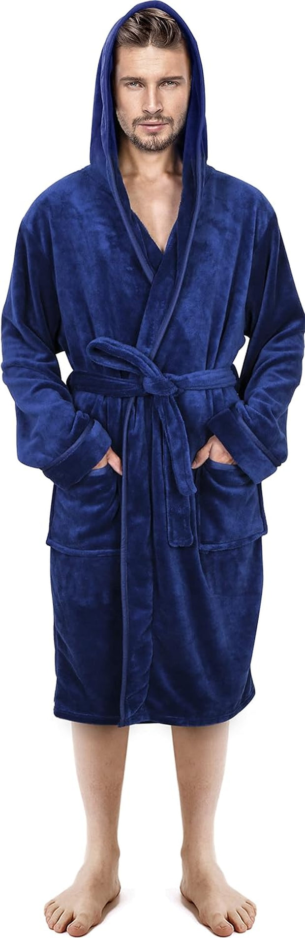 Luxury Men’S Hooded Dressing Gown | Super Soft Men’S Fleece Robe | Cozy Hooded Plush Loungewear