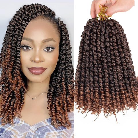 Passion Twist Hair 10 Inch Pre Twisted Passion Twist Crochet Braids Ombre Blonde Short Pre Looped Crochet Hair 8 Packs T1B/27