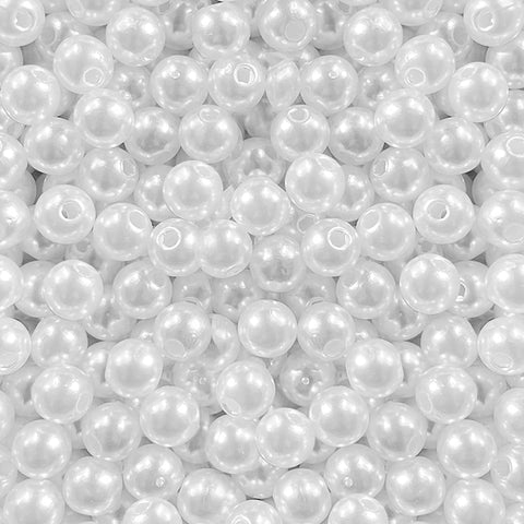 1500Pcs Pearl Beads for Jewelry Making, 4Mm 6Mm 8Mm 10Mm round Loose Pearls Beads with Hole, Bracelet Pearls for Crafts, White Pearls for Jewelry Making