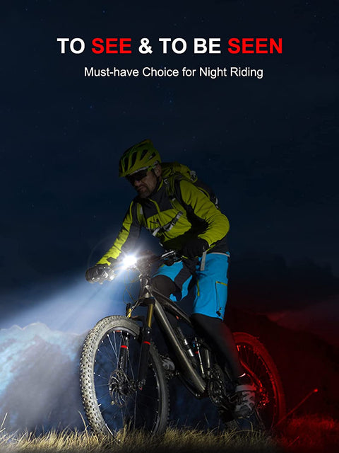 Bike Lights Front and Back, Super Bright Bicycle Lights USB Rechargeable, IPX6 Waterproof Bike Light Set for Night Riding/Camping/Backpack, 8+12 Lighting Modes, Longer Battery Life