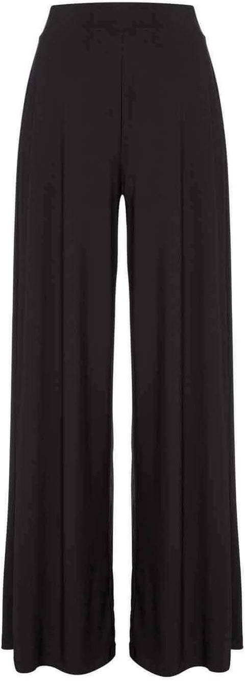 Wide Leg Trousers for Women UK Ladies Palazzo Pants Evening Jersey Elasticated High Waist Smart Flared Culotte Office Work Going Out Loose Crepe Bottoms