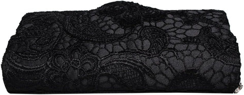 Lace Envelope Clutch, Womens Floral Lace Envelope Clutch Purses, Elegant Handbags for Parties and Wedding Occasions Black