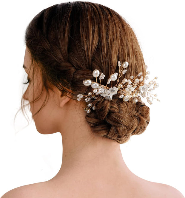 Bridal Hair Pins - 3Pcs Fashion Retro Elegant Ladies Pearl Rhinestone Hair Accessories for Wedding Bridal Jewelry Bridal Hair Accessories Headpiece Wedding Accessories (3PCS)