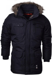 Mens Heavy Weight Fur Hood 'Parked' Parka Padded Waterproof Winter Coat Jacket