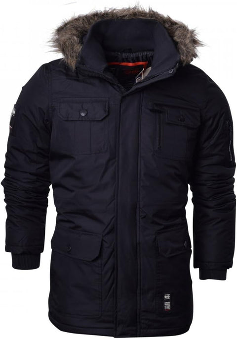 Mens Heavy Weight Fur Hood 'Parked' Parka Padded Waterproof Winter Coat Jacket