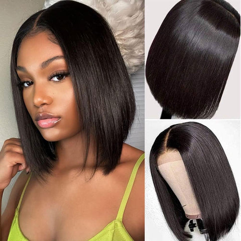 Body Wave Lace Front Wigs Human Hair Pre Plucked with Baby Hair 150% Density Glueless Brazilian Virgin 4X4 Lace Closure Human Hair Wigs for Black Women Natural Color 10 Inch