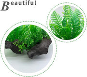 2 Pcs Aquarium Fish Tank Plants, Artificial Plastic Aquatic Plants with Rockery Base, Aquarium Decoration Accessories Aquarium Simulation Hydroponic Plants for Fish Tank for All Fish & Pets