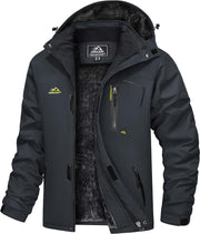 Men'S Waterproof Fleece Mountain Jacket Windproof Warm Ski Jacket Multi-Pockets