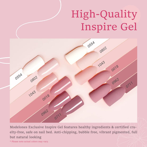 Gel Nail Polishes 6 Colors Nude Pink French Manicure Shellac Nail Polish Set Spring UV Gel Polishes Pastel Milky Pink Nail Gel Polsih Mothers Day Gift for Woman