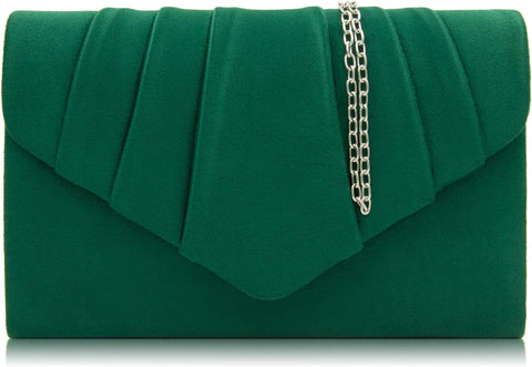 Women Clutch Bag Suede Pleated Envelope Bag Stylish Evening Bag