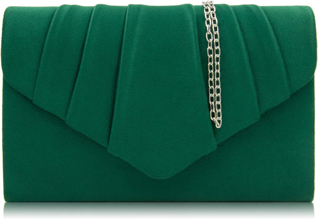 Women Clutch Bag Suede Pleated Envelope Bag Stylish Evening Bag