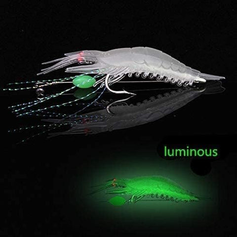 5Pcs Soft Luminous Shrimp Lure Set, 5 Colors Shrimp Bait Shrimp Lures Fishing Kit Fishing Bait with Hooks Beads Fishing Tackles for Freshwater Saltwater Bass Trout Catfish Salmon